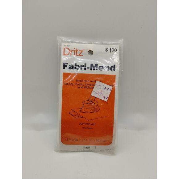 Vintage New in Package Dritz Fabri-Mend - 3" x 26" - No. 671 - Picture 1 of 2